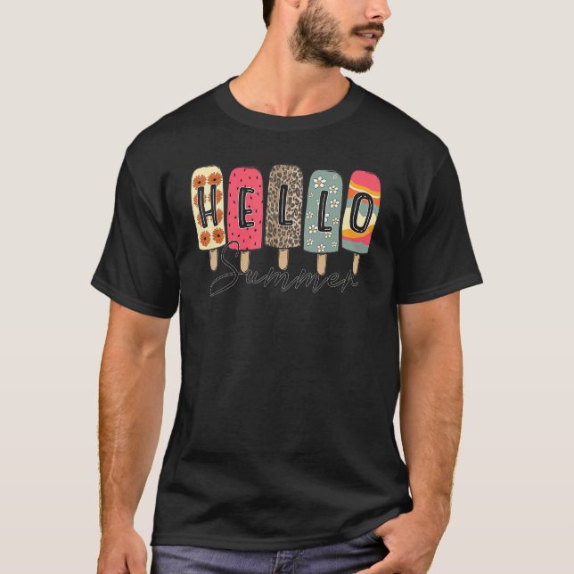 Eiscreme Hallo Sommer Popsität Eisstrand Farbe T-Shirt (Vorderseite)
