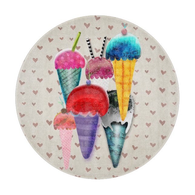 Eiscreme Hearts Rupydetequila Kunst-Sammlung Schneidebrett (Vorderseite)