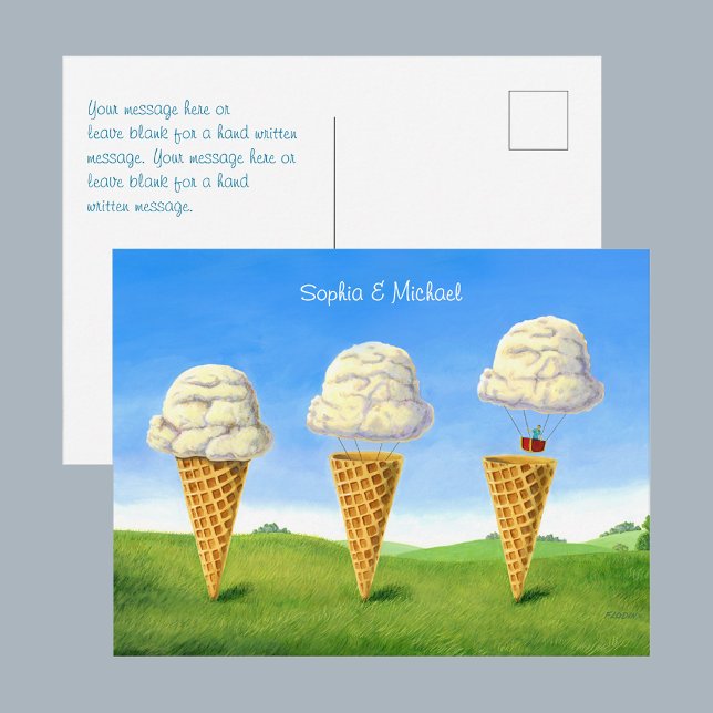 Eiscreme, Heißluftballon, Whimsical, Namen Postkarte (Von Creator hochgeladen)