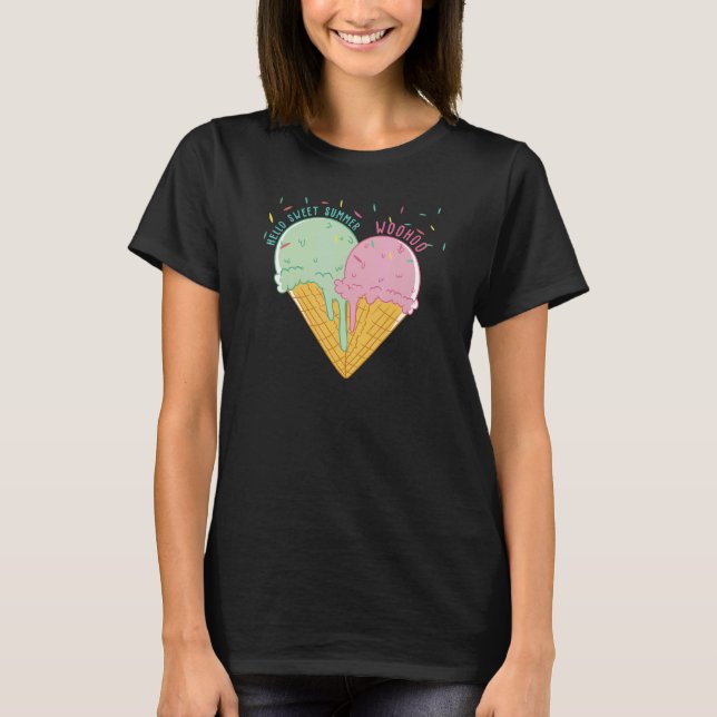 Eiscreme Herz Hallo Sommer Eiscreme T-Shirt (Vorderseite)