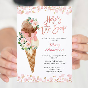 Eiscreme Hier ist die Scoop Baby Shower Einladung