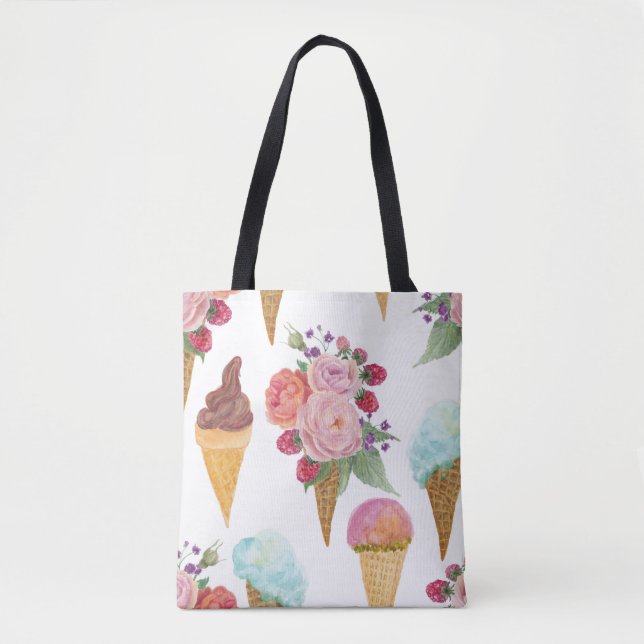 Eiscreme, Himbeeren: Aquarellmuster. (Vorderseite)