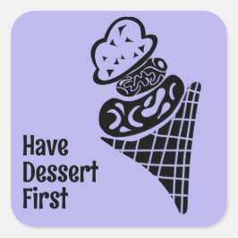 Eiscreme-Holzschnitt Quadratischer Aufkleber
