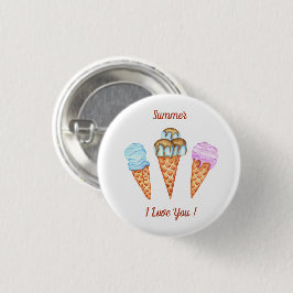 Eiscreme I Liebe Sie Niedlichen Sommer Button