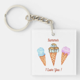Eiscreme I Liebe Sie Niedlichen Sommer Schlüsselanhänger