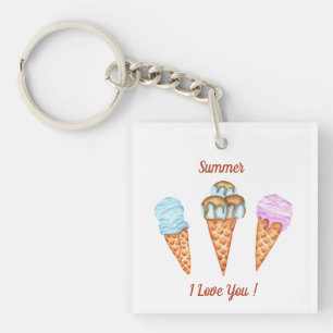 Eiscreme I Liebe Sie Niedlichen Sommer Schlüsselanhänger