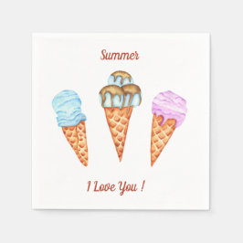 Eiscreme I Liebe Sie Niedlichen Sommer Serviette