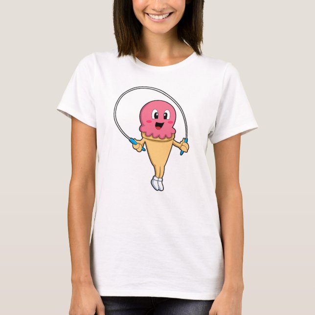 Eiscreme in Fitness mit Seile T-Shirt (Vorderseite)