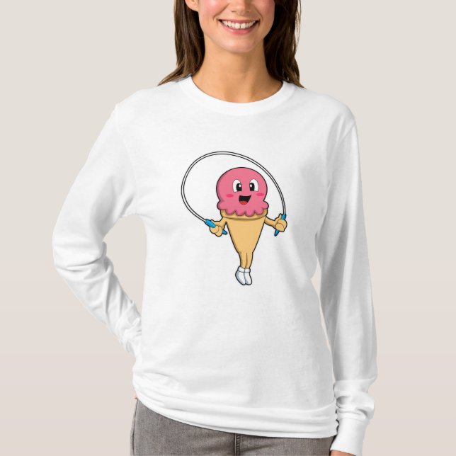 Eiscreme in Fitness mit Seile T-Shirt (Vorderseite)