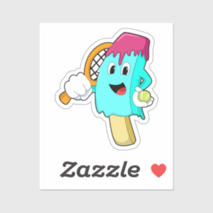 Eiscreme in Tennis mit Tennisschläger Aufkleber