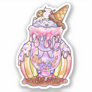 Eiscreme Katze Float   Aufkleber