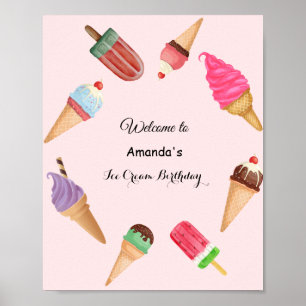 Eiscreme-Kegel-Eis-am-Stiel Geburtstag Poster