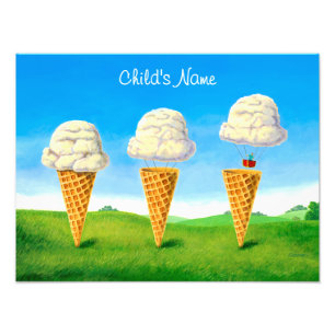 Eiscreme-Kegel - Heißluftballon Whimsical Art Fotodruck