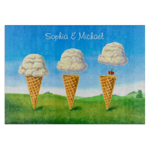 Eiscreme-Kegel - Heißluftballon Whimsical Art Schneidebrett
