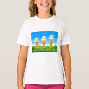 Eiscreme-Kegel, Heißluftballon Whimsical, Name T-Shirt