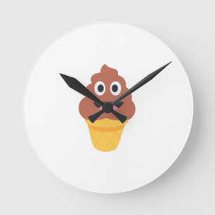 Eiscreme-Kegel-Kot-Emoji Runde Wanduhr