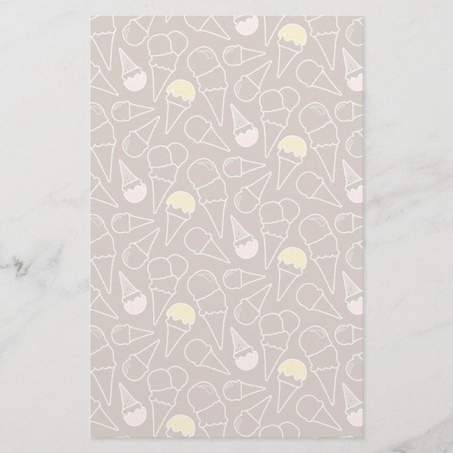 Eiscreme-Kegel-Muster auf Braun Briefpapier (Vorderseite)