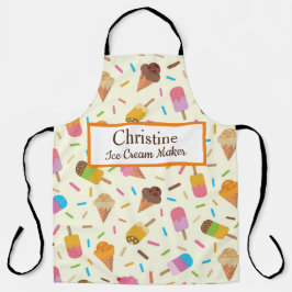 Eiscreme-Kegel und Popsikel-individuelle Name Schürze