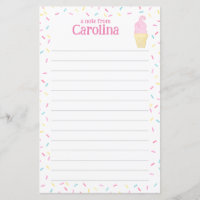 Eiscreme-Kies Kids Lined Letter Writer Paper