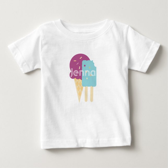 Eiscreme-Kies Kleinkind Personalisierter Individue Baby T-shirt (Vorderseite)