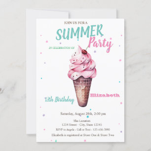 Eiscreme Kirsch Sommer Geburtstag Einladung
