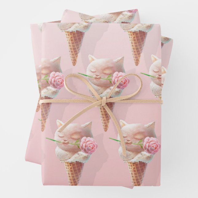 Eiscreme Kitty - Rosy & Dreamy Geschenkpapier Set (Beispiel)