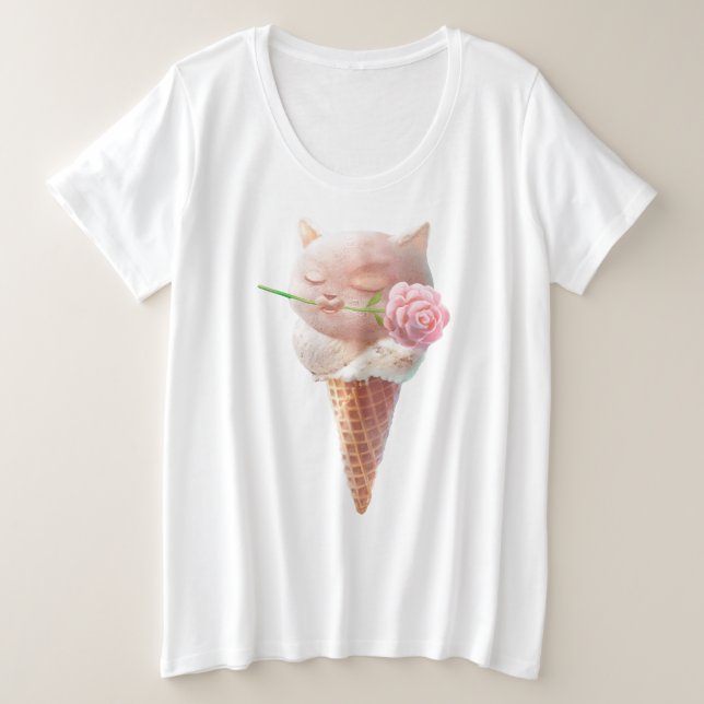 Eiscreme Kitty - Rosy & Dreamy Große Größe T-Shirt (Design vorne)