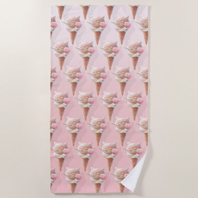 Eiscreme Kitty - Rosy & Dreamy Strandtuch (Vorderseite)