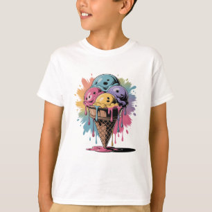 Eiscreme Kleinkind Junge Mädchen farbenfrohe Kone T-Shirt