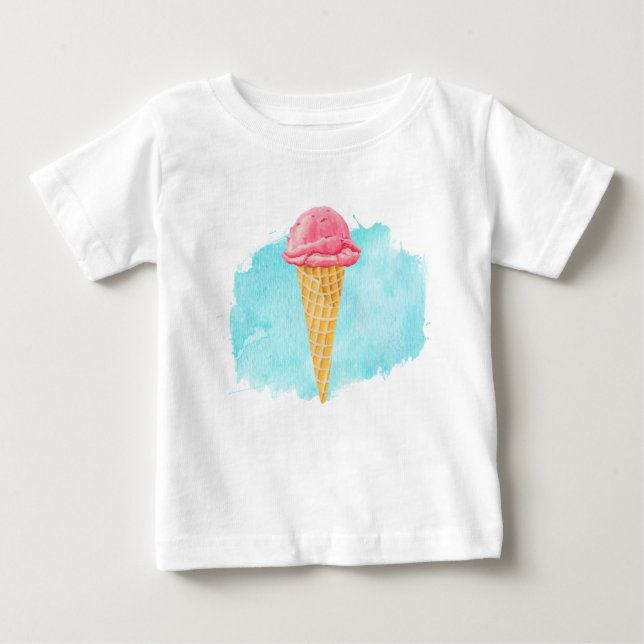 Eiscreme-Kon mit einem blauen, farbigen Spritzer Baby T-shirt (Vorderseite)