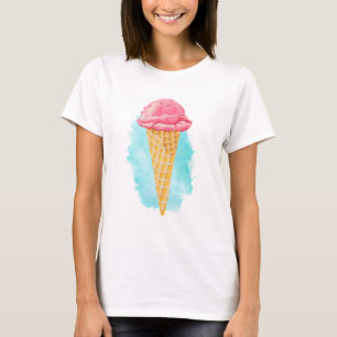 Eiscreme-Kon mit einem blauen, farbigen Spritzer T-Shirt