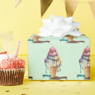 Eiscreme-Kone auf grünem Geschenkpapier