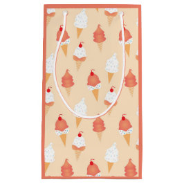 Eiscreme-Kone mit Sprinklen rosa Pfirsichmuster Kleine Geschenktüte