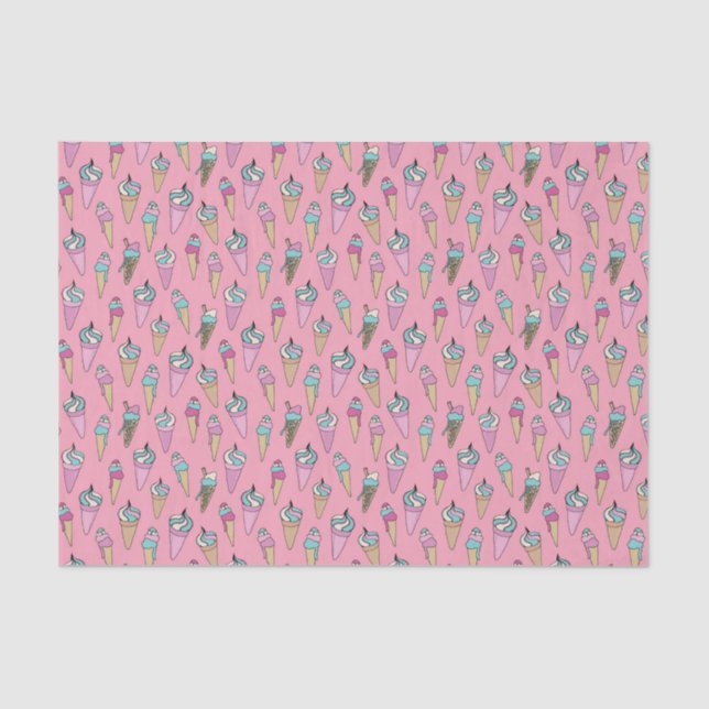 Eiscreme-Kone-Muster Seidenpapier (Vorderseite)