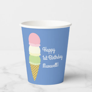 Eiscreme Kone Niedlich 1. Geburtstag Kinder Pappbecher