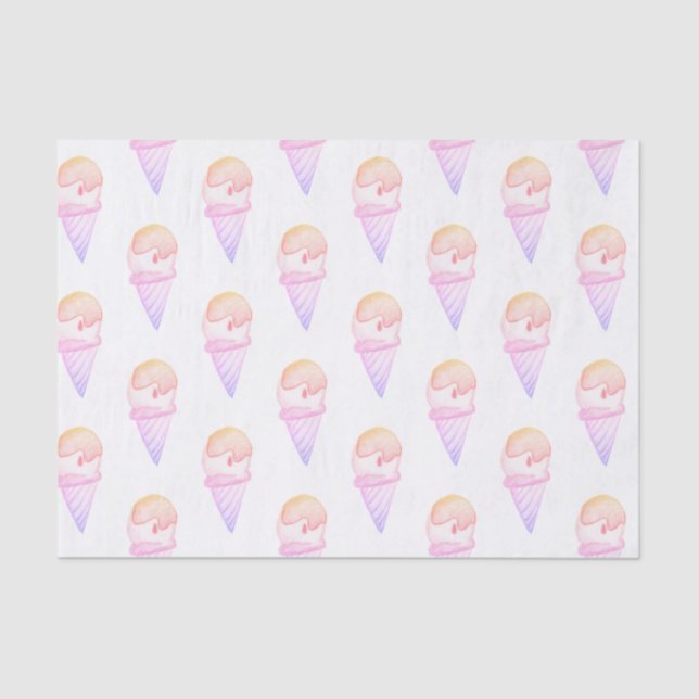 Eiscreme-Kone-Sketch | Rosa und Lila Fassade Seidenpapier (Vorderseite)