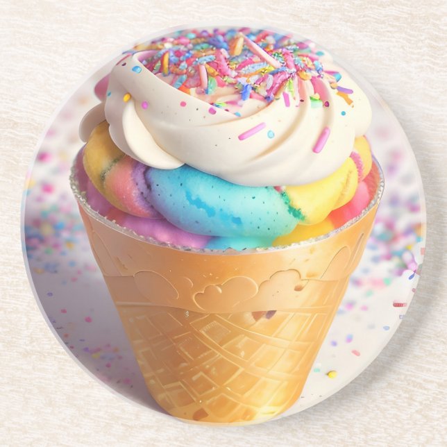 Eiscreme-Kone-Sprinklen Getränkeuntersetzer (Vorne)