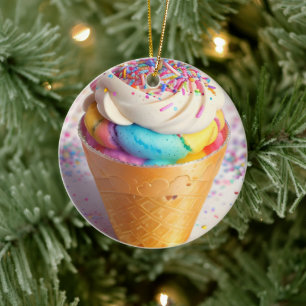 Eiscreme-Kone-Sprinklen Keramik Ornament