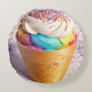 Eiscreme-Kone-Sprinklen Rundes Kissen