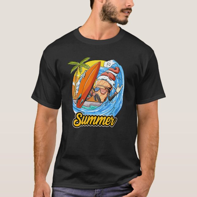 Eiscreme Kone Surfen Wellen Surfbrett T-Shirt (Vorderseite)