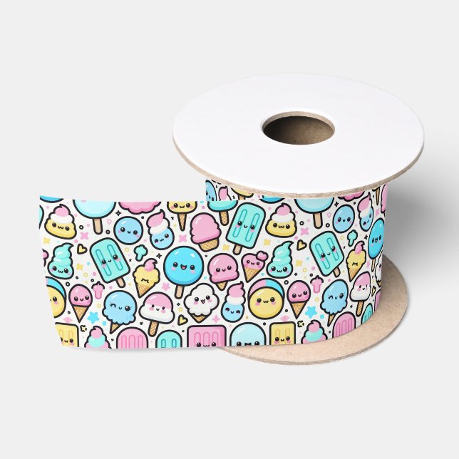 Eiscreme-Kone und Popsicle Doodles Satinband (Spule)