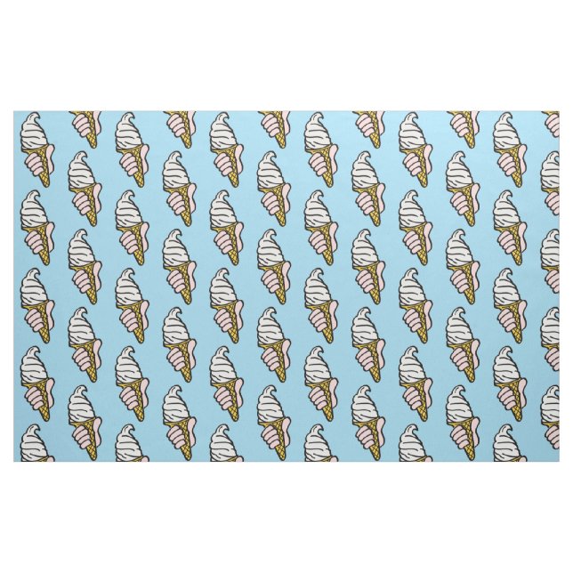 Eiscreme-Kons auf einem hellblauen Hintergrund Stoff (Fat Quarter (45,7 x 55,9 cm))