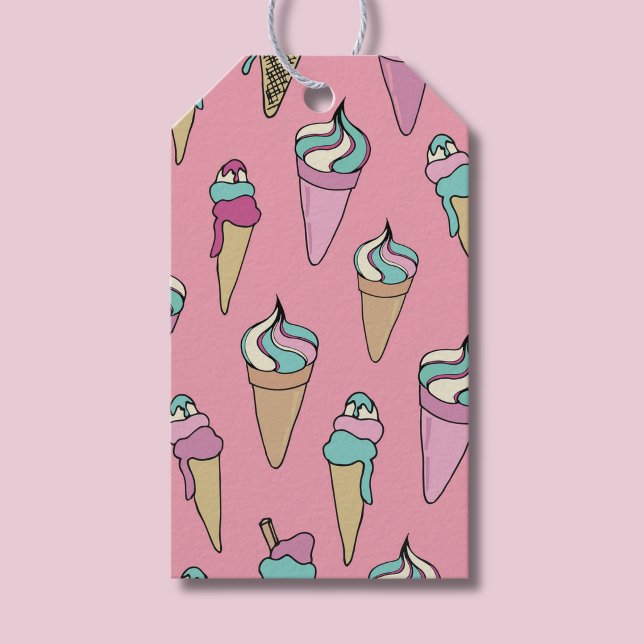 Eiscreme-Kronmuster Geschenkanhänger (pink ice cream pattern gift tag)