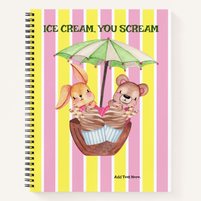 Eiscreme-Leckereien 8.5" x 11" SpiralNotebook Notizbuch (Vorderseite)