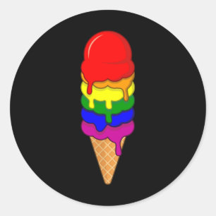 Eiscreme LGBT Monat LGBTQ Regenbogenflagge Runder Aufkleber