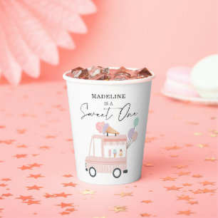 Eiscreme LKW 1. Geburtstag Party Rosa Süß 1 Pappbecher