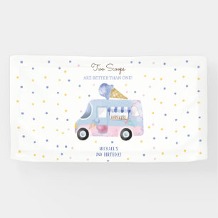 Eiscreme-LKW 2 Scoops 2. Geburtstag Banner