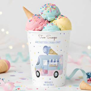 Eiscreme-LKW 2 Scoops 2. Geburtstag Pappbecher