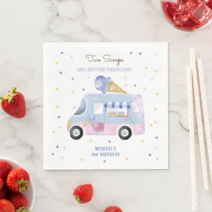 Eiscreme-LKW 2 Scoops 2. Geburtstag Serviette