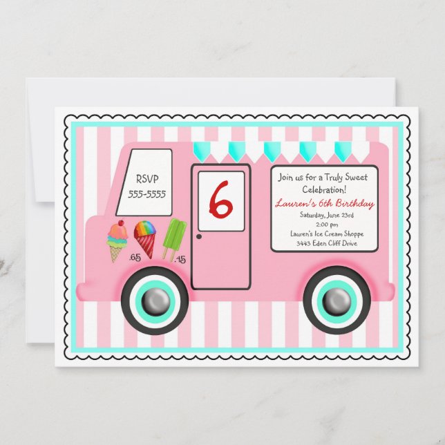 Eiscreme-LKW-Geburtstags-Einladung Einladung (Vorderseite)